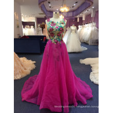 Purple Lace Evening Dress for Wedding with Separate Train